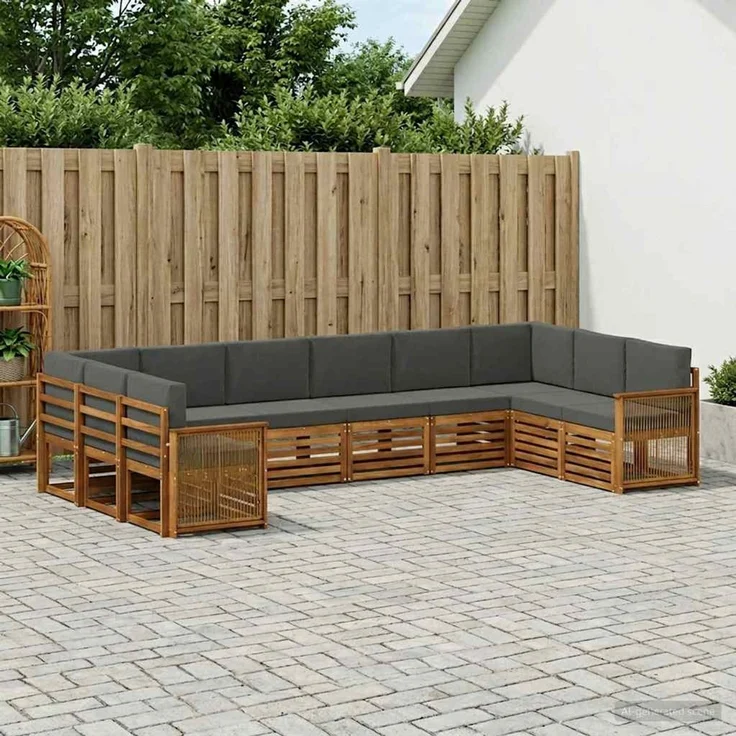 vidaXL Outdoor-Sofagarnitur 10 stk. 10-Sitzer Natur und Anthrazit 3384898 – Bild 1