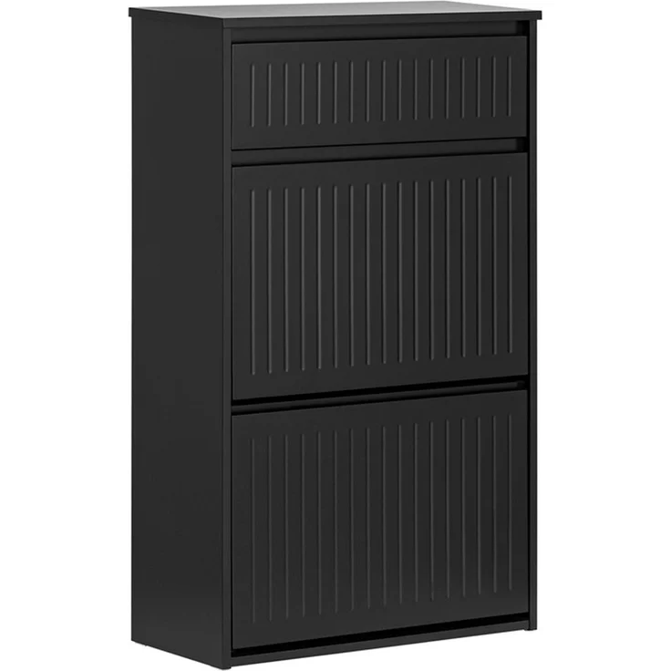 SoBuy FSR165-SCH Schuhschrank, MDF, Lackiert, Schwarz, 60 x 101 x 25 cm – Bild 1