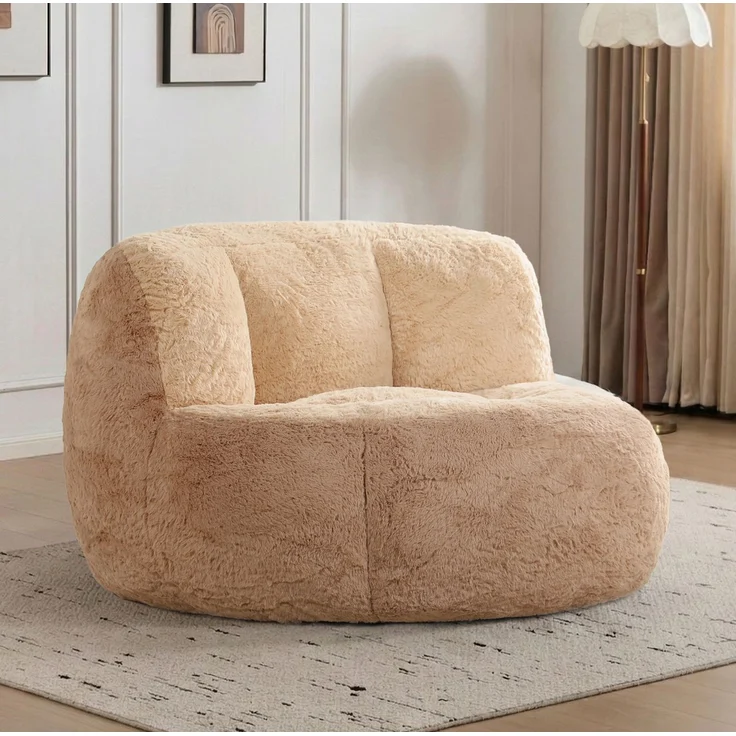 DESVIAE Sitzsack 106 x 110 x 77 cm Mehrfarbig aus Kunstfell – Schaumstoffflocken, Tragegriff – Bild 2