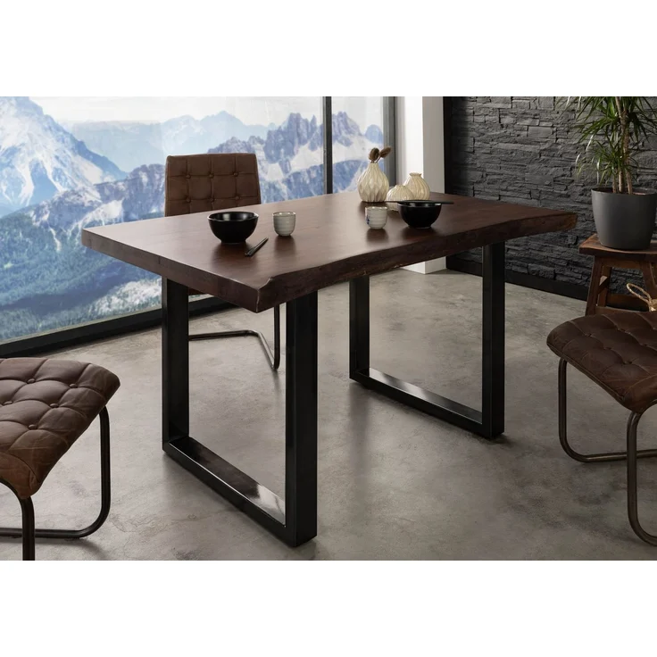 Baumtisch Akazie 160x90x77 braun lackiert / U-Beine anthrazit glänzend FREEFORM 5 – Bild 7