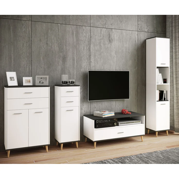 VCM Kommode & Sideboard Lindas 917531 Weiß / Anthrazit H. 81 x B. 60 x T. 28 cm – Bild 3
