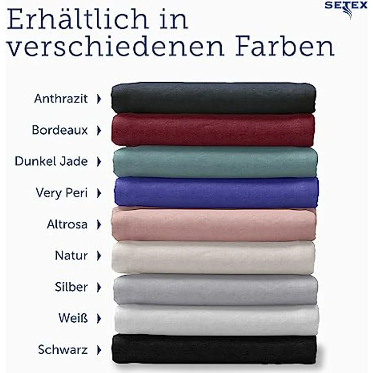 Setex - Feinbiber Bettlaken mit Gummizug kuschelig weich - Biber Spannbettlaken aus 100% Baumwolle mit rundum Spanngummi - Bettwäsche ganzjährig - Betttuch 100x200 cm Schwarz – Bild 8
