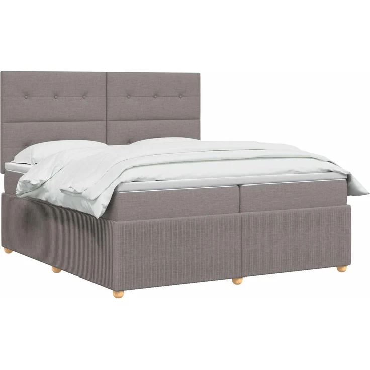 vidaXL Boxspringbett mit Matratze Taupe 140 x 200 cm Stoff 3454414 – Bild 3