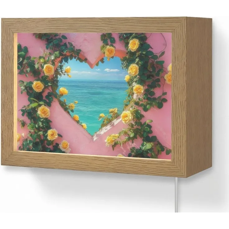 OnlyWow Wandleuchte Lightbox Herz - Meer - Wand, Dimmbar, Farbwechsel, LED, Warmweiß, Kaltweiß, Neutralweiß Einstellbar, Wandlampe Innen, Dimmbar, mit Kabel, LED, Modern, Flur