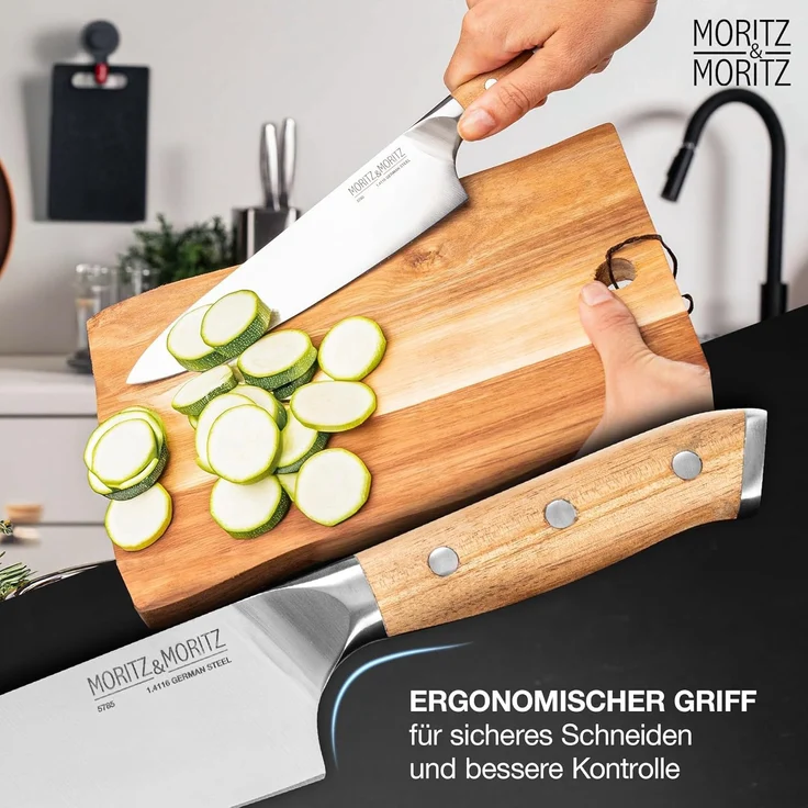 Moritz & Moritz Fleischmesser Kochmesser 20cm - Profi Küchenmesser, ergonomischer Griff – Bild 5