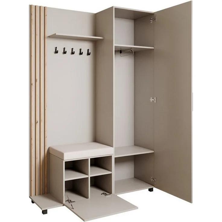 Beautysofa Garderoben-Set Livia – Design, Funktion und Ordnung in Perfektion, (Geräumiger Schuhschrank, mit praktischer Kleiderstange)
