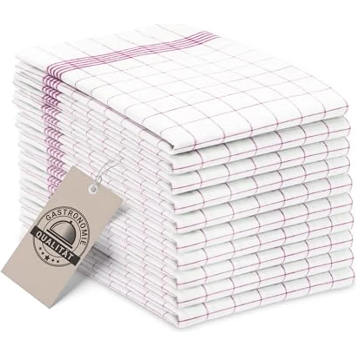 ZOLLNER 10er Set Geschirrtücher Baumwolle in 50x70 cm - super saugstarke und langlebige Küchentücher - waschbar bis 95°C – in rot weiß kariert - Gastronomiequalität - Oeko Tex® Zertifiziert – Bild 2
