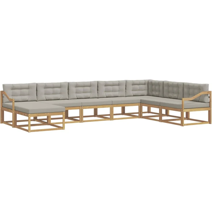 vidaXL Outdoor-Sofagarnitur 8 stk. 8-Sitzer Weiß und Hellgrau 3386880 – Bild 2