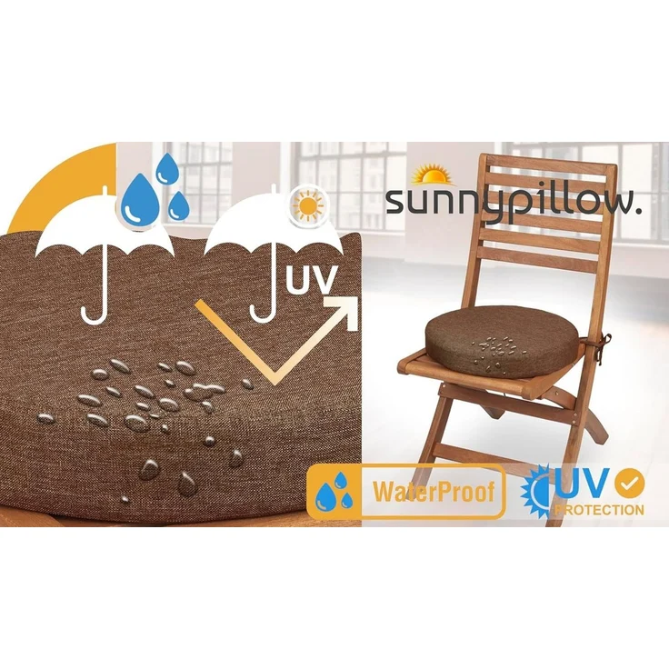 sunnypillow Stuhlkissen 2er Set Stuhlkissen Rund Ø 40 cm mit Bändern "HAVANA" – Bild 3