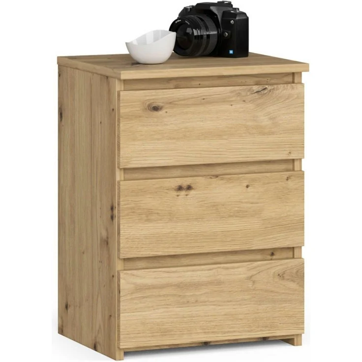 Home Collective Kommode 40 cm breit Holz Highboard Sideboard für Flur Schlafzimmer Wohnzimmer (Mehrzweckschrank Schrank schmal Kommode Schlafzimmer mit Schubladen), Kinderzimmer Organizer, 57 cm hoch mit 3 Schubladen Artisan Eiche – Bild 1