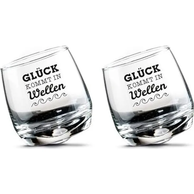 GILDE Schnapsglas Glas Wackelglas "Glück" 2er-Set, Glas