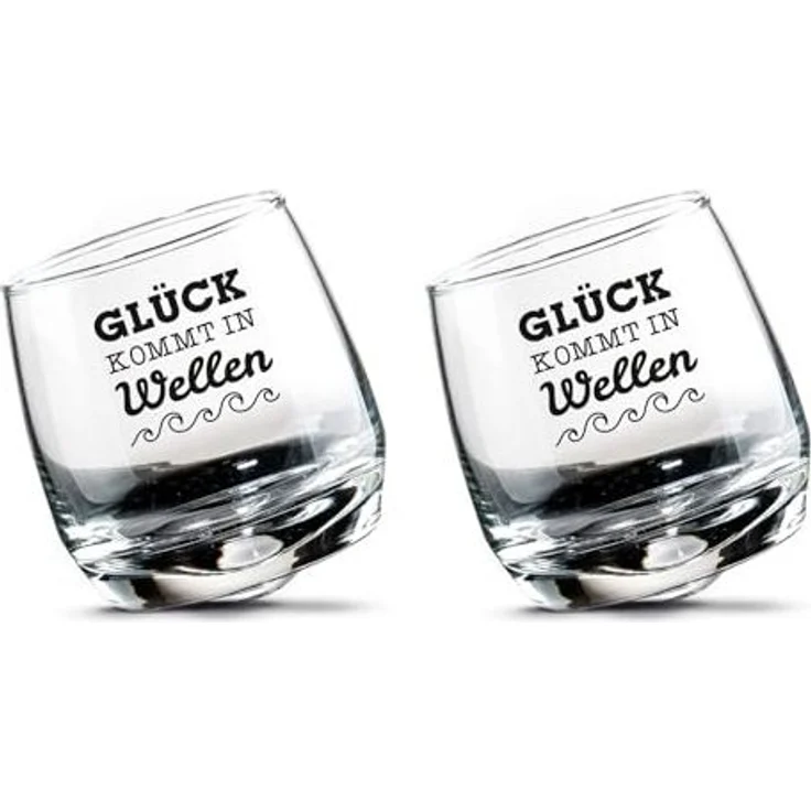 GILDE Schnapsglas Glas Wackelglas "Glück" 2er-Set, Glas – Bild 1