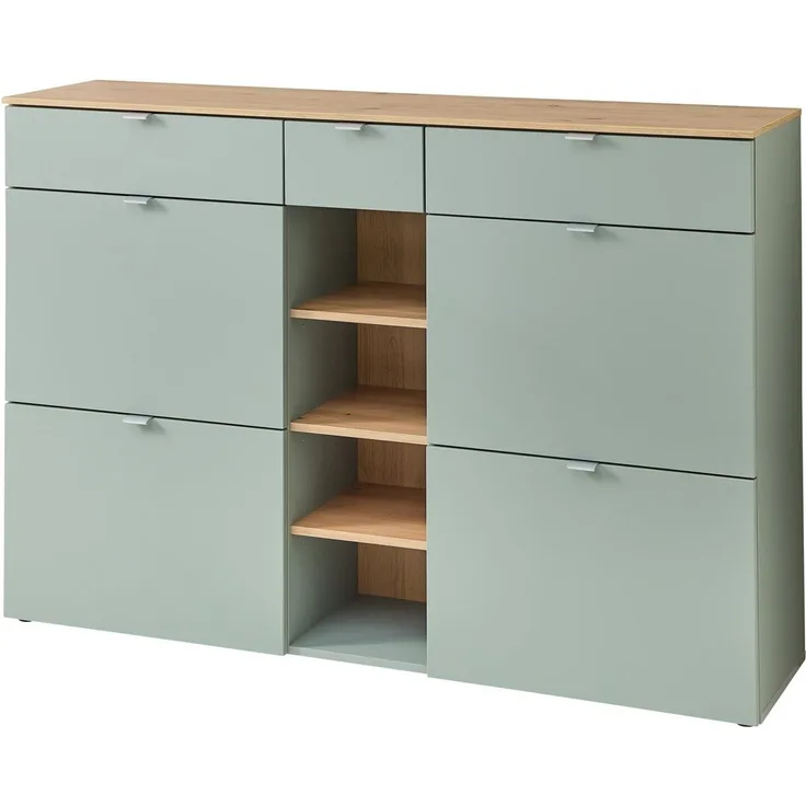 freiraum Schuhschrank Bari in Schilfgrün matt, MDF, Spannplatte - 148 x 103 x 38 cm (BxHxT)