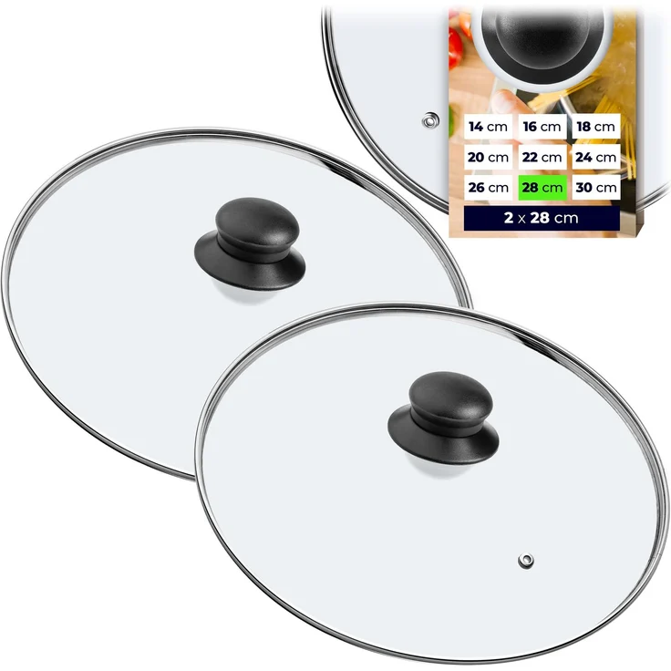 KADAX Glasdeckel 28cm hitzebeständig Universal 2 Stk – Bild 1