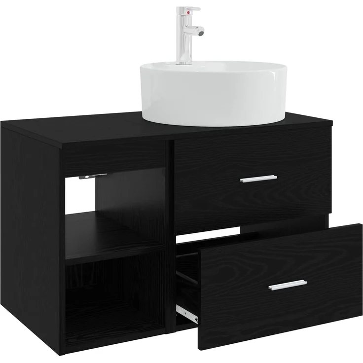 vidaXL Badezimmerschrank-Set 2 stk. Schwarz Eichen-Optik 3403905 – Bild 4