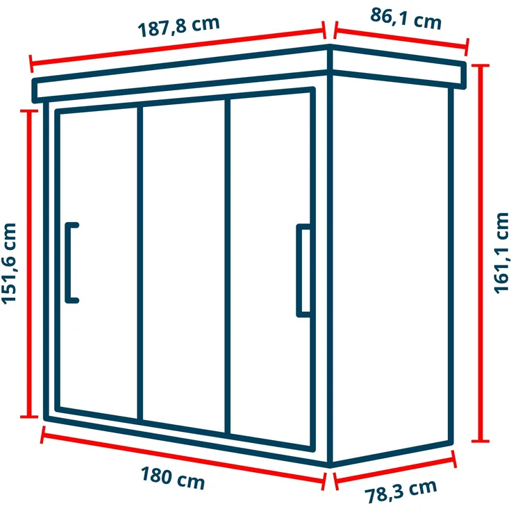 GFP Geräteschrank Metall 180x78x161 cm Gartenschrank Schiebetür anthrazit inkl. Fußboden – Bild 12