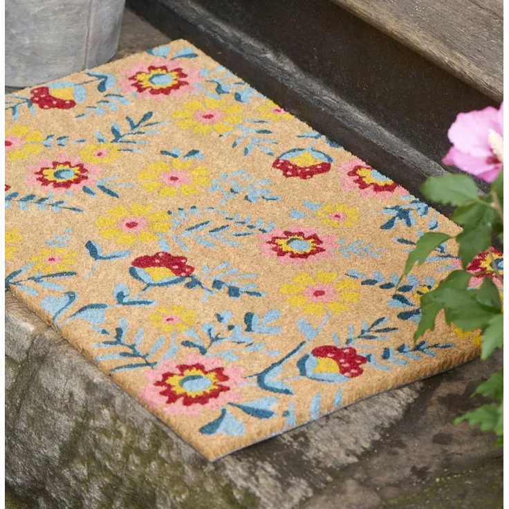 Ib Laursen Fußmatte Ib Laursen - Fußmatte Türmatte Fußabtreter Blumen 45x75cm Kokos PVC