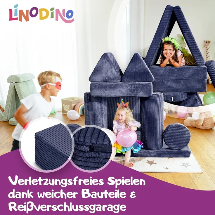 Linodino Kindersofa Spielsofa I Schaumstoff Stapelsteine für Kinder I Kindercouch, 3 Jahre Garantie – Bild 3