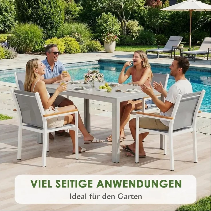 TLGREEN Gartentisch Wetterfest,Balkontisch Aluminium mit WPC Tischplatte, (Outdoor Esstisch für Balkon und Terrasse, Leichtgewicht), Stabiler Quadratisch Terrassentisch – Bild 1