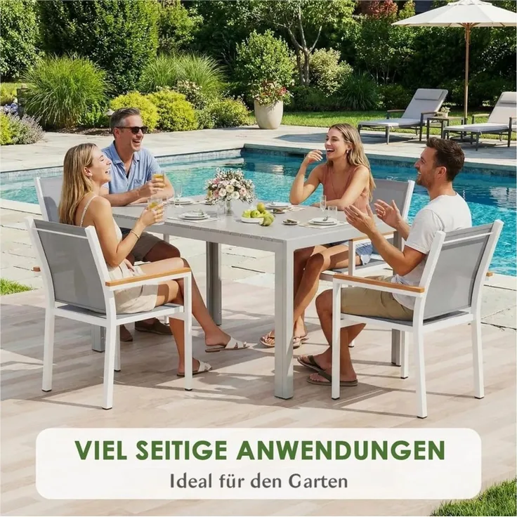 TLGREEN Gartentisch Wetterfest,Balkontisch Aluminium mit WPC Tischplatte, (Outdoor Esstisch für Balkon und Terrasse, Leichtgewicht), Stabiler Quadratisch Terrassentisch
