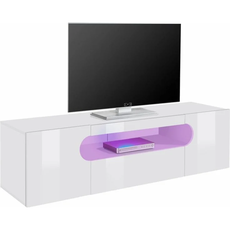 INOSIGN Lowboard Real,Lowboard,TV-Kommode,TV-Möbel,Breite 150 kompl. hochglanz lackiert, mit 2 abgerundeten Türen,1 Klappe,die ein ovales offenes Fach bilden – Bild 4