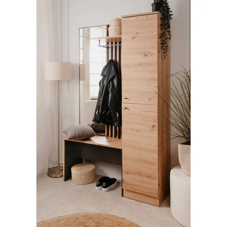 Kompaktgarderobe Madem in Artisan Eiche und Anthrazit 122 x 190 cm – Bild 5
