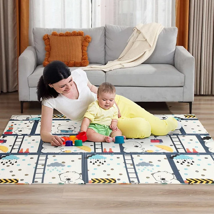 Baby Vivo 'Bären' Spielmatte, doppelseitig, Polyethylenschaum bunt, 200 x 180 cm – Bild 3