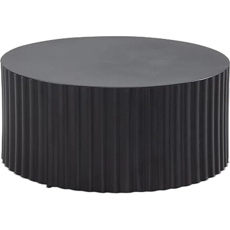 FINEBUY Couchtisch FB92224 (67x67x31 cm, Sofatisch Rund Schwarz, Wellenmuster), Wohnzimmertisch Kaffeetisch Eisen Modern – Bild 7