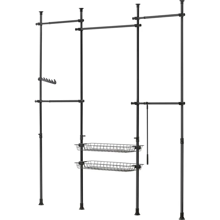 SoBuy KLS04-SCH Garderobenständer, Metall, Pulverbeschichtung, Schwarz, 62 x 200 x 75 cm