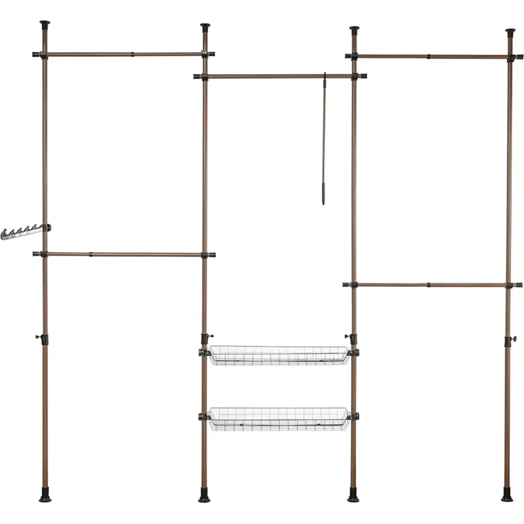 SoBuy KLS04-BR Garderobenständer, Metall, PVC-Furnier, Braun, 62 x 200 x 75 cm