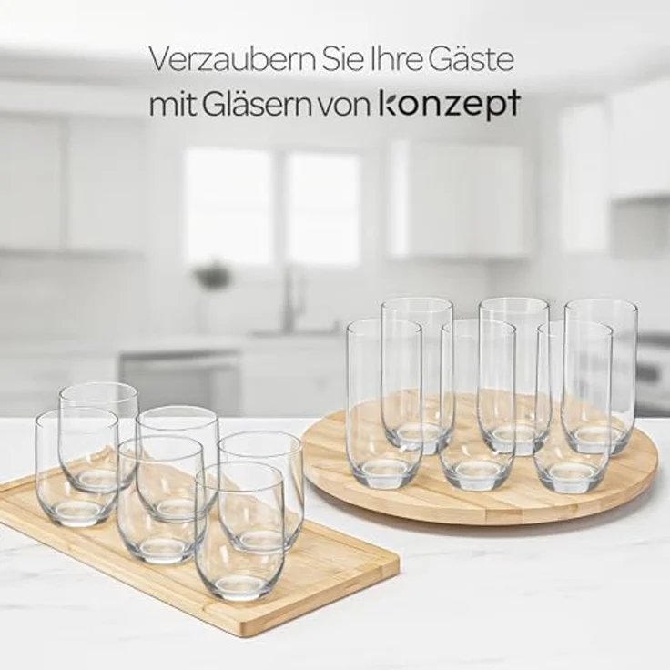 KONZEPT Gläser-Set 12 Teilig, 6er Longdrinkgläser 400ml und 6 er Trinkgläser 300ml, 12-tlg, Wassergläser Set, Ideal für Saft, Cocktails, Longdrinks, Eiskaffee – Bild 5