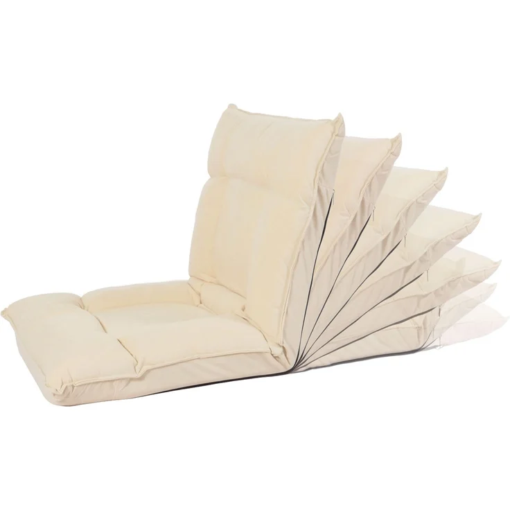 Bodensessel HWC-N44, Relaxsessel Bodenkissen Bodensofa Klappsessel 6 Relaxpositionen, stabiles Gestell Samt ~ beige – Bild 8