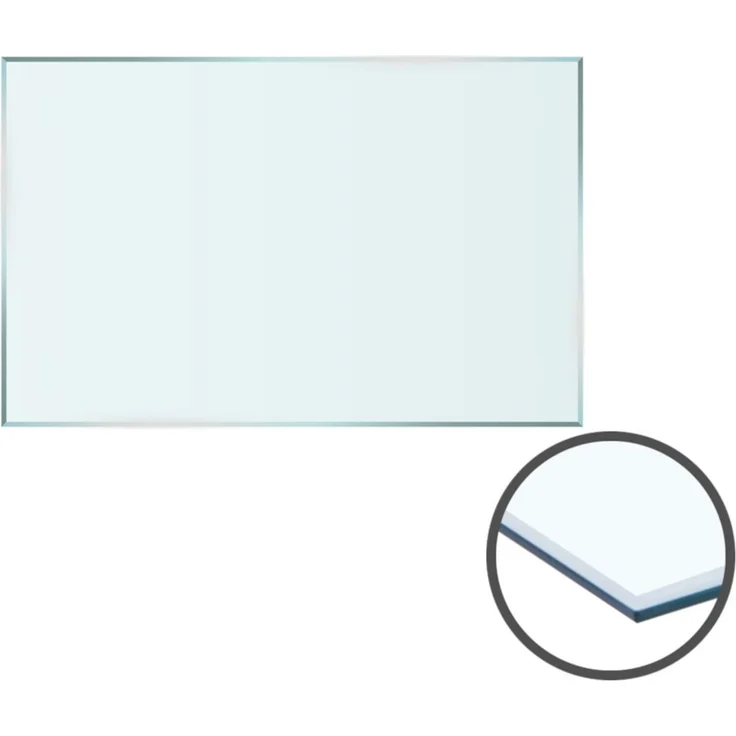 HOOZ Tischplatte aus Glas 100 x 80 x 0,6 cm oder als Funkenschutzplatte für den Kamin (Klarglas, 1 St, ESG-Sicherheitsglas), mit hochwertigem Facettenschliff