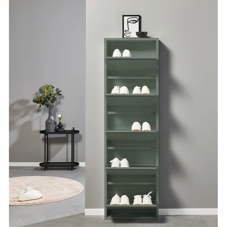 Schuhkipper >Bert< 5 Klappen, 10 paar Schuhe, in salbei, Metall - 51x170x16cm (BxHxT) – Bild 5