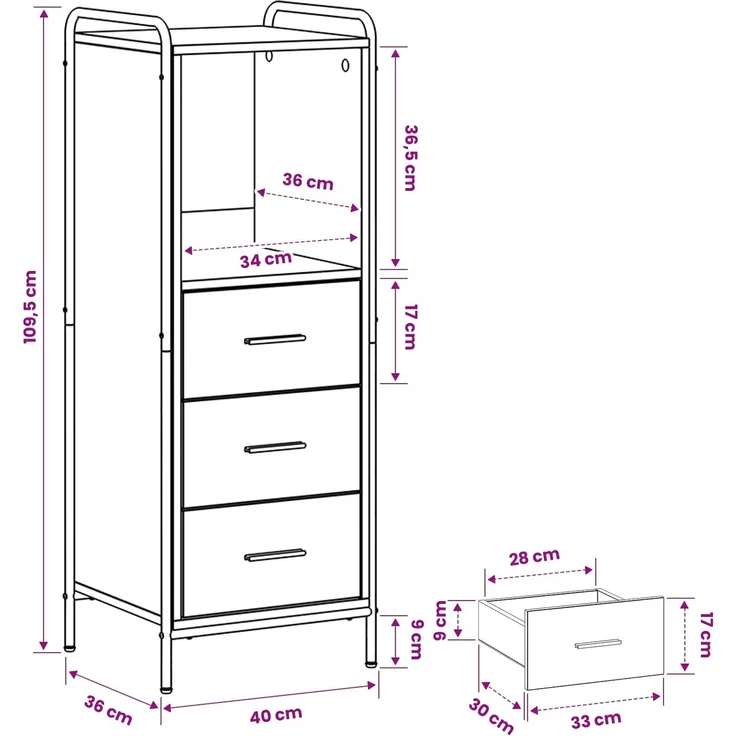 vidaXL Badezimmerschrank Räuchereiche 40 x 36 x 109,5 cm Holzwerkstoff 8014048 – Bild 10