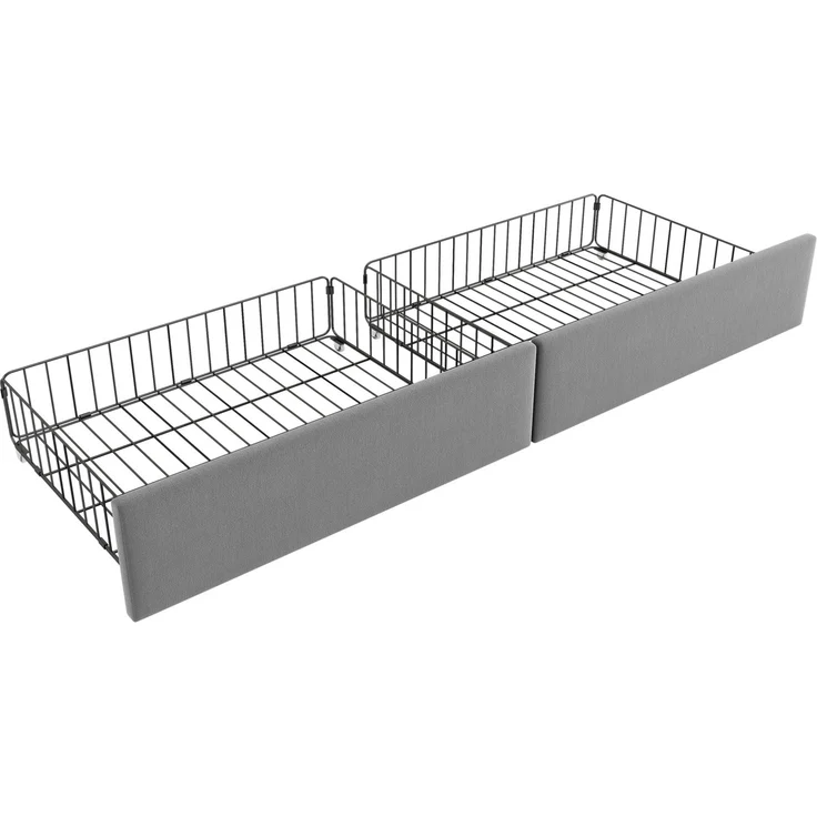 Tagesbett, Samt mit 2 Schubladen & Lattenrost, 90x190 cm, Grau, ohne Matratze – Bild 9