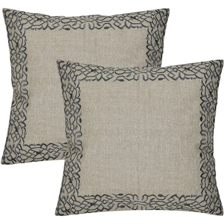 Marrakesch Orient & Mediterran Interior Zierkissen 2er Set Boho Kissenbezug Frisia edel aus Baumwolle in Grau 40 x 40 cm, (2 St) – Bild 1