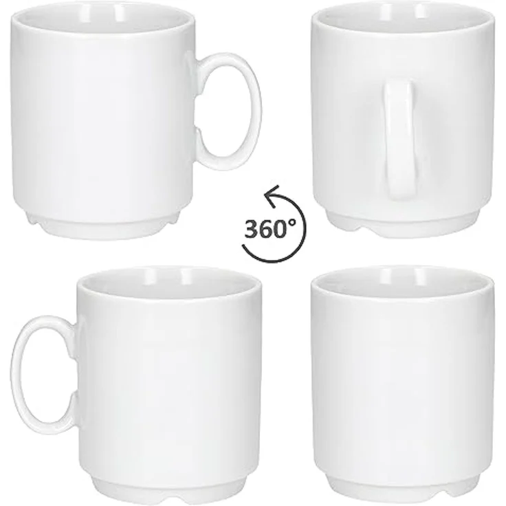 MamboCat Becher 6er Set Event Kaffeebecher 250ml weiß Porzellan-Tassen stapelbar, Porzellan – Bild 4