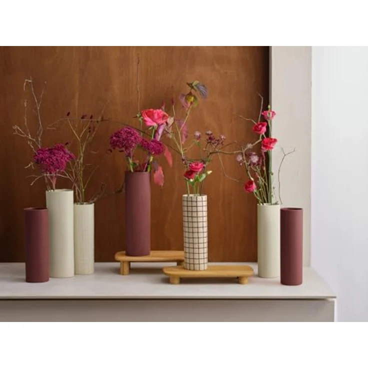ASA Lines and Square Vase, bordeauxfarbene Steinzeugvase mit 30 cm Höhe – Bild 2