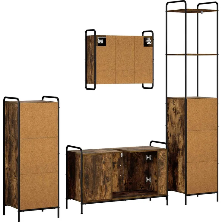 vidaXL Badezimmerschrank-Set 4 stk. Räuchereiche 40 x 36 x 200,5 cm 3444671 – Bild 8
