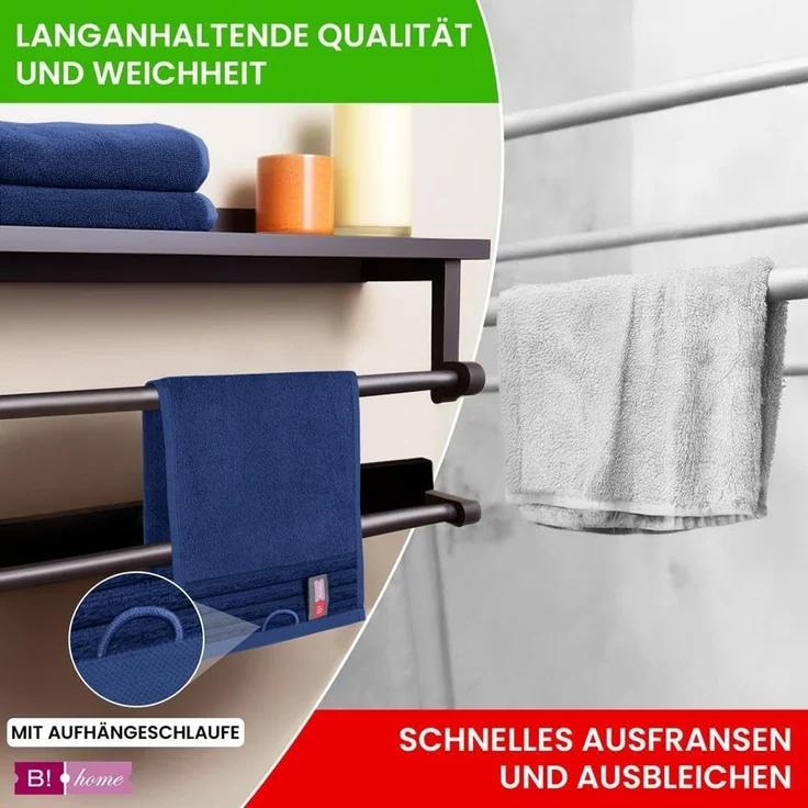 B!HOME Handtücher Set Saunatücher, Duschtücher, Gästehandtücher 100% Baumwolle, (Spar-Set, 8-St), flauschig saugfähig Frottee weich – Bild 4