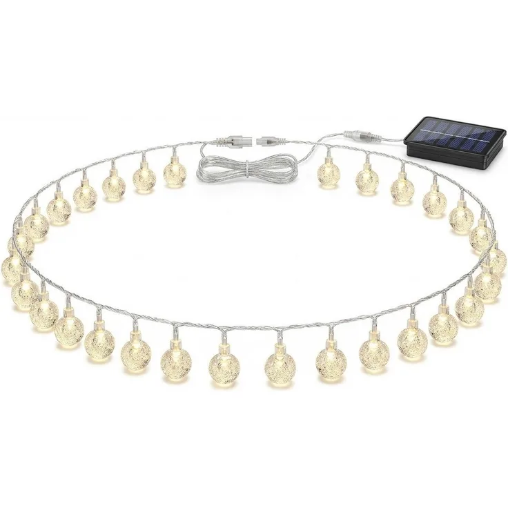 POPOLIC LED-Lichterkette Solar-LED-Lichterkette, 12 m, 100 LEDs, mit Fernbedienung