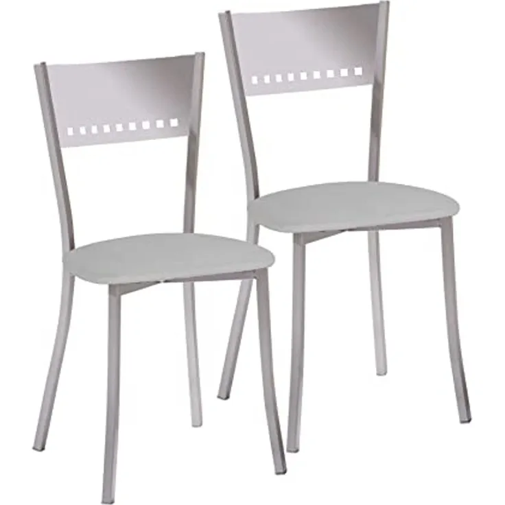 ASTIMESA 2 Metallstühle mit Leiterlehne und gepolstertem Sitz, Aluminiumgestell, Sitz aus grauem Kunstleder