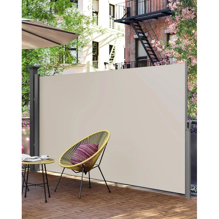 SONGMICS Alu-Seitenmarkise, ausziehbar, blickdicht, Beige, 200x400 cm – Bild 2