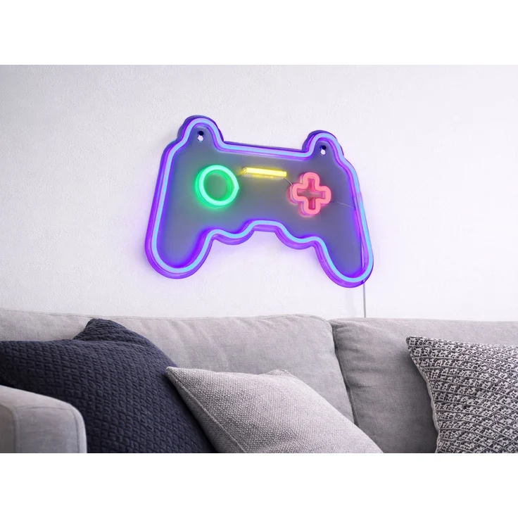 Ausgefallene Neon LED Wandlampe Gaming mit USB Kabel & Netzteil, Breite 41cm – Bild 1