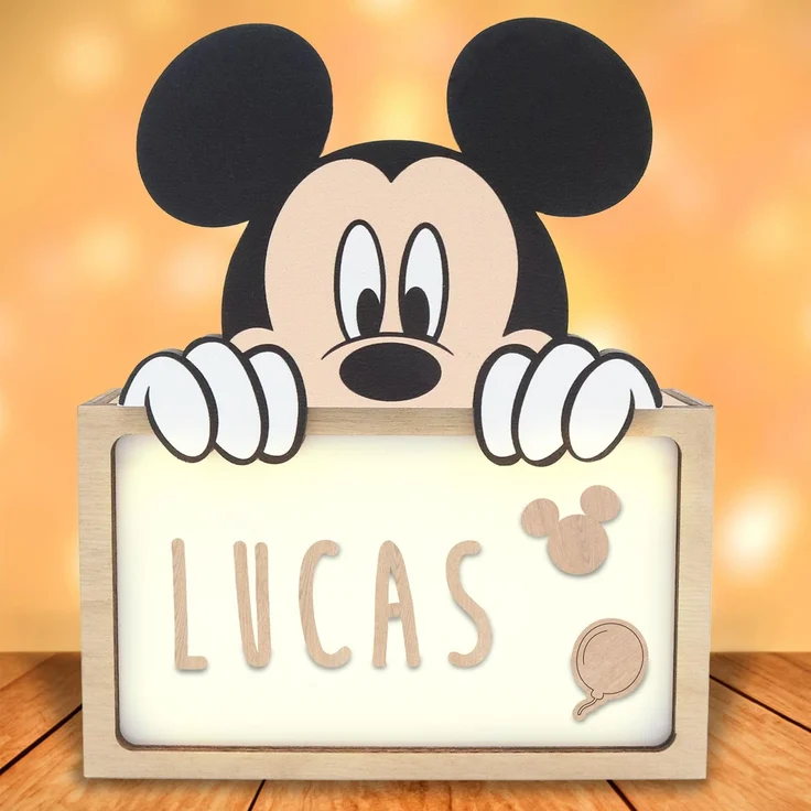 WONDEE Offizielle Disney Mickey Mouse Lampe Personalisierte - Nachtlicht Baby Mickey Mouse, Geschenke zur Geburt, Taufgeschenke für Jungen Personalisierte Geschenke Baby, Disney Geschenkideen