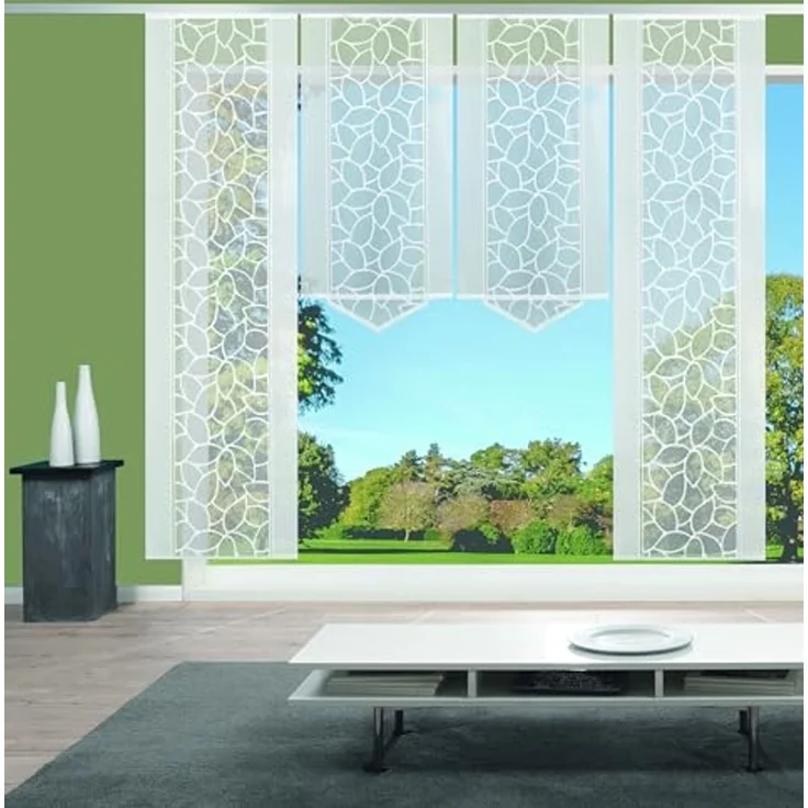 HOME WOHNIDEEN Schiebegardine JENNA (4 St), Klettband, halbtransparent, Schiebevorhang Jacquard Set – Bild 2