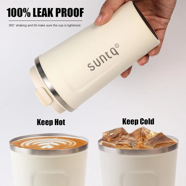 Edelstahl Kaffeebecher to go Thermobecher Doppelwand Isoliert Grün 380ml – Bild 4