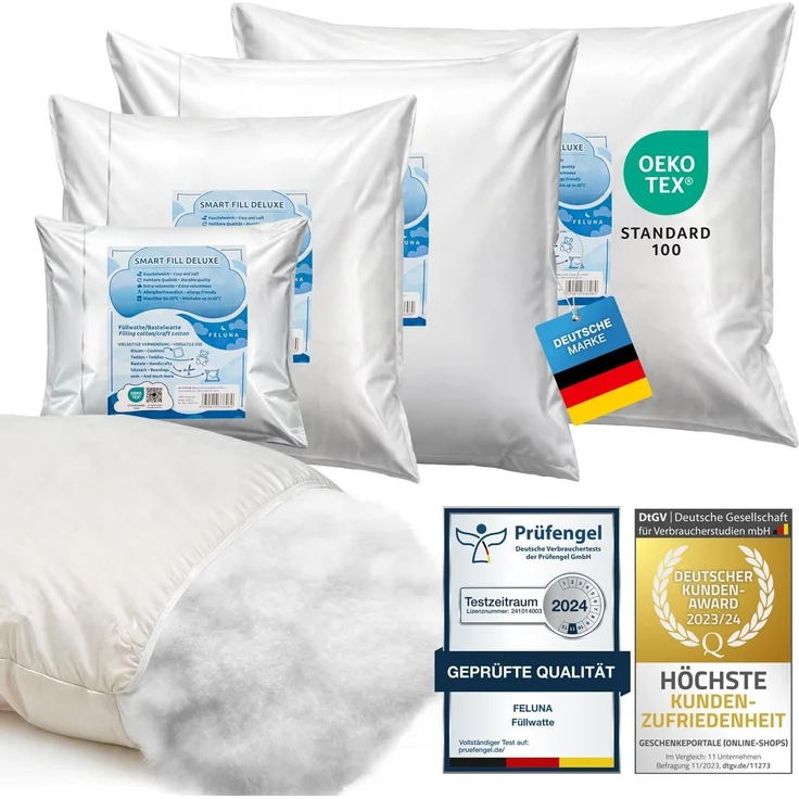 Feluna Kissenfüllung Flauschiges Polyester Füllmaterial, Füllwatte für Kissen, Stofftier- & Bastelwatte – Bild 1