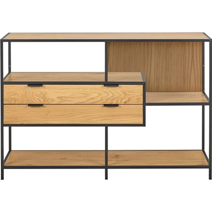 XXXL Xxxl Regal aus Holzwerkstoff, Natur/Schwarz, 2 Schubladen, 77x114x35 cm, Standregal für Wohnzimmer – Bild 3